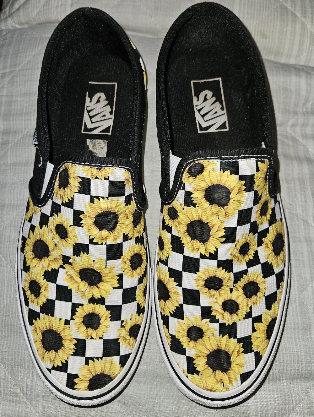 VANS Checkered Sunflower Slip Ons